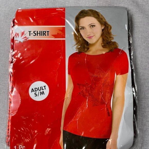 Canadian Maple Leaf Red Sequin Shirt, S/M - Picture 2 of 4